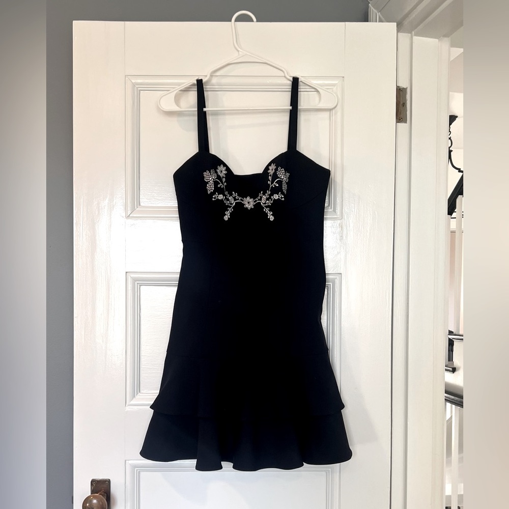 NWT Cinq a Sept Navy Embroidered Crepe Dara Sleeveless Dress Size XS